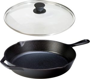 12 inch cast iron skillet with a lid