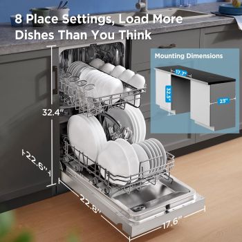 midea 18 inch dishwasher interior